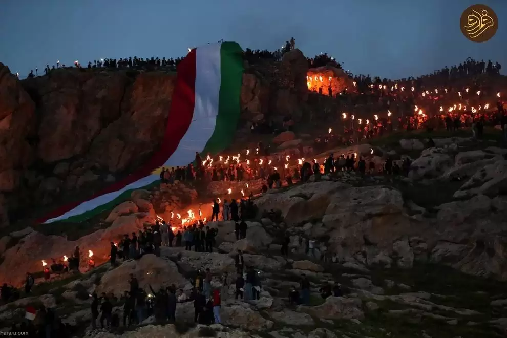 (فیلم) کرد ها نوروز را با راهپیمایی مشعل جشن گرفتند