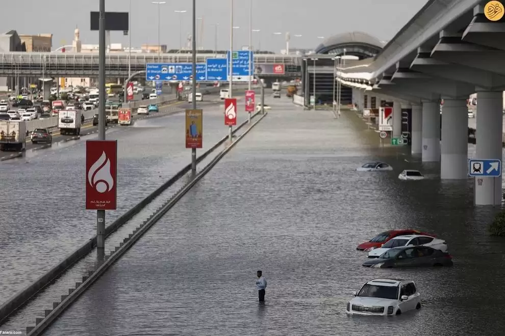 تصاویر - بارندگی شدید و جاری شدن سیل بی سابقه در امارات