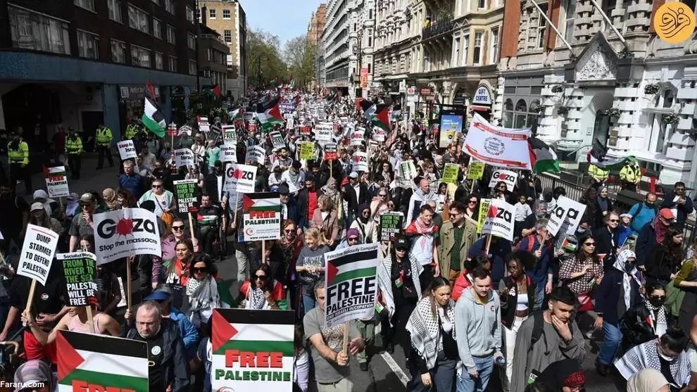 تصاویر - هزاران نفر در انگلیس برای فلسطین راهپیمایی کردند