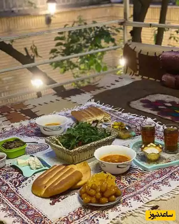 سفره غذای رنگین و مفصل خانه مادر زن مهران غفوریان برای دامادش - ماشاء الله خونه نیس باغه...+عکس