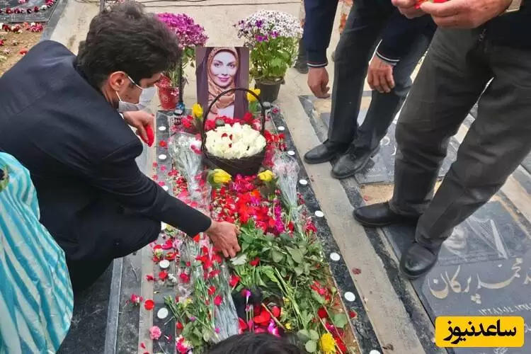 خانه ابدی گلباران شده آزاده نامداری با گلدان های زیبا و باکس های شیک و امروزی -  روحش شاد و یادش گرامی+عکس