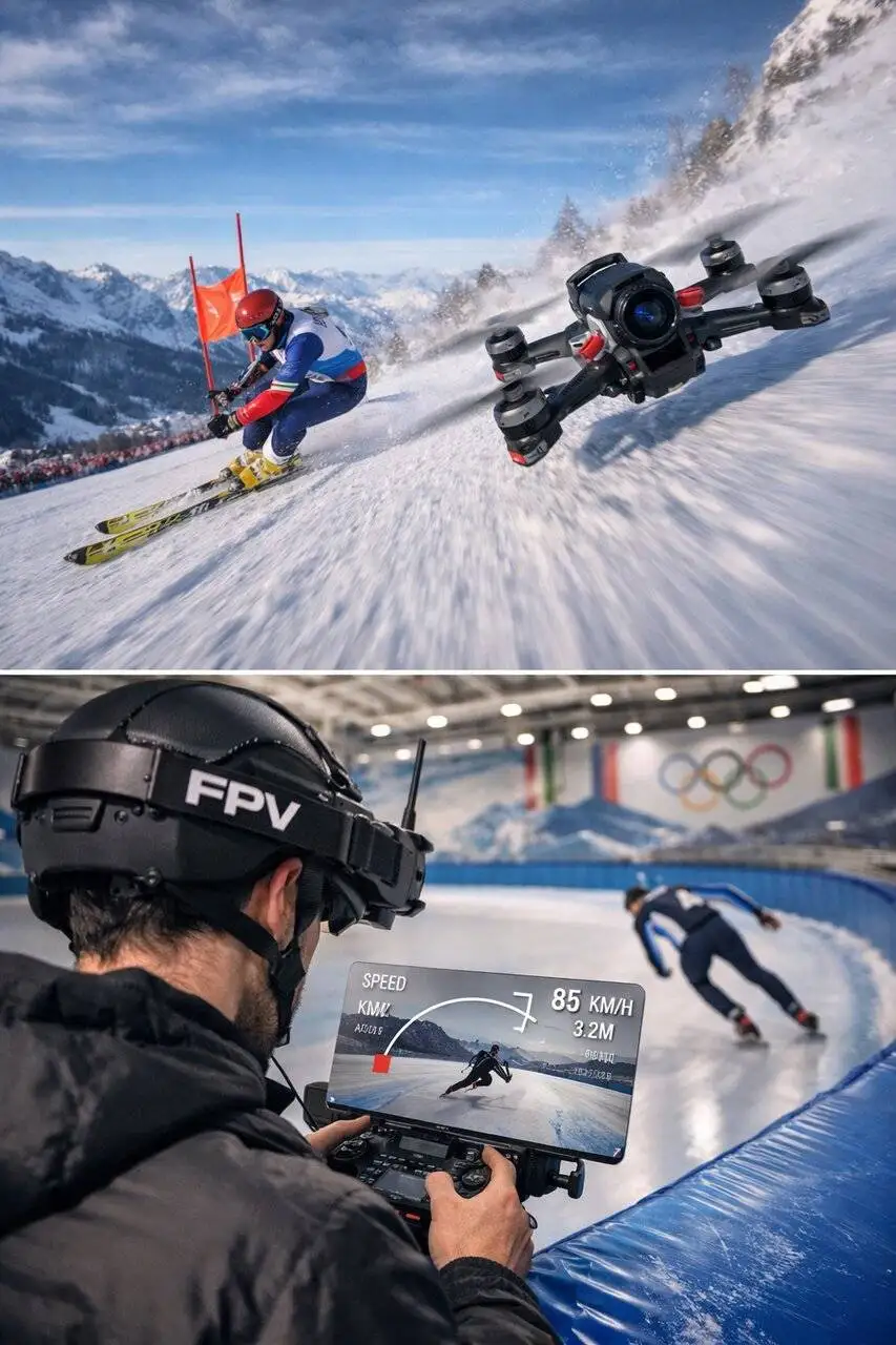 پهپادهایی که جلوی چشم ورزشکاران پرواز می کنند  -  تماشای تمام آنچه که اسکی باز می بیند