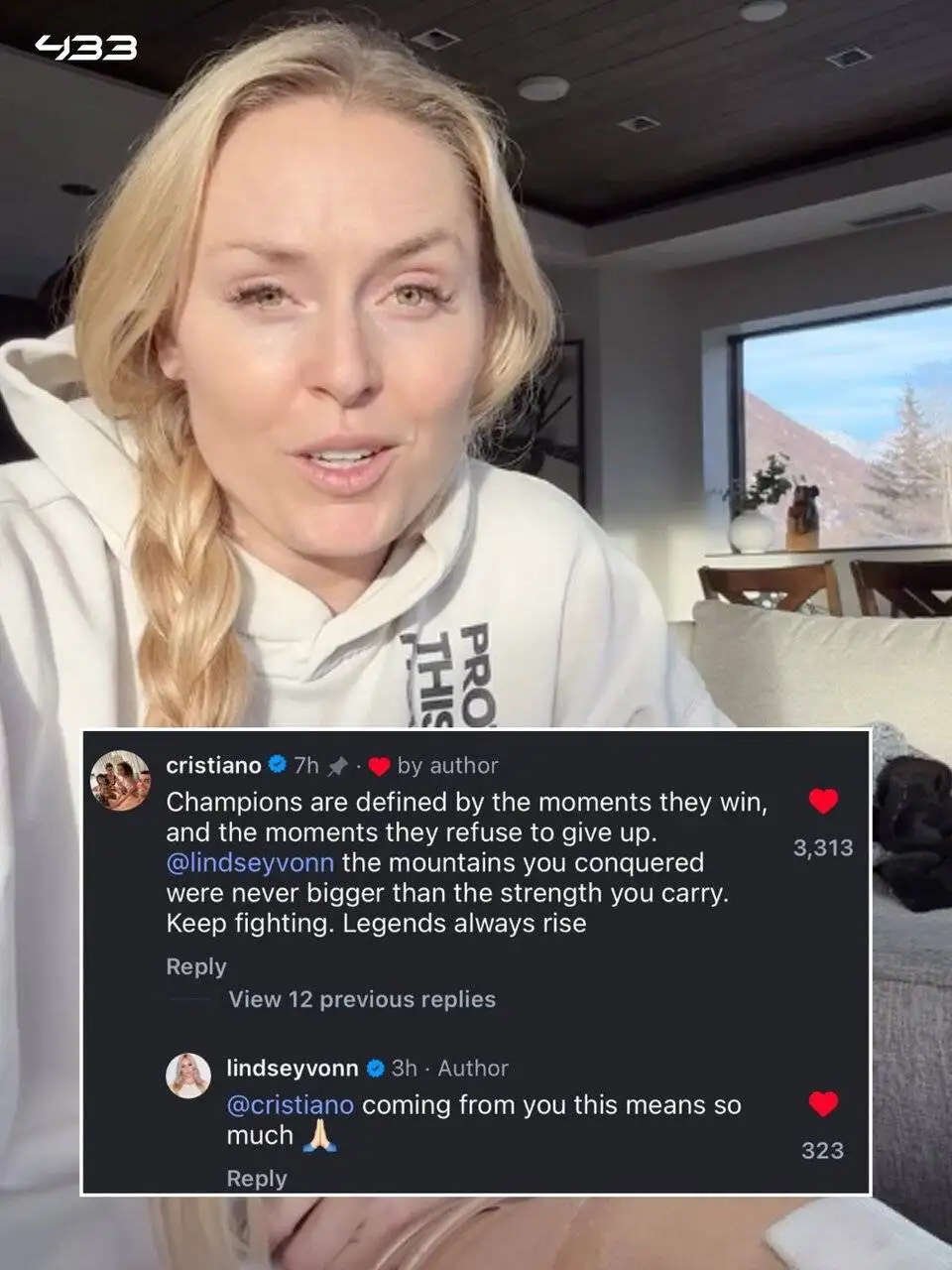 تصویر  -  پیام زیبای کریستیانو رونالدو برای اسکی باز زن