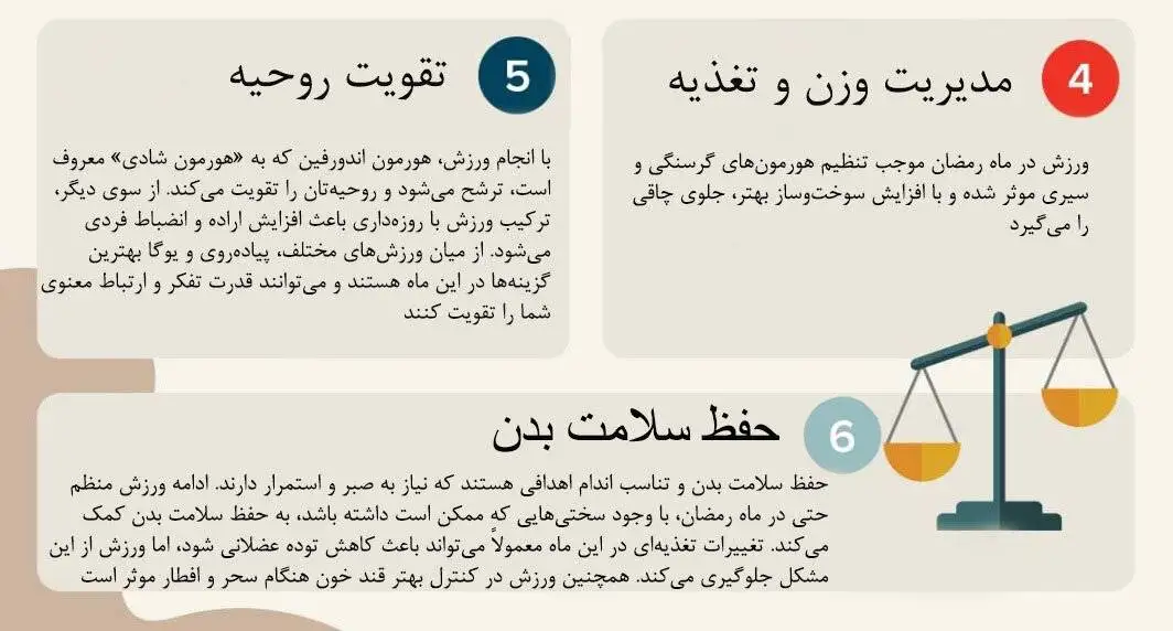 اینفوگرافیک  -  6 فایده ورزش در ماه رمضان