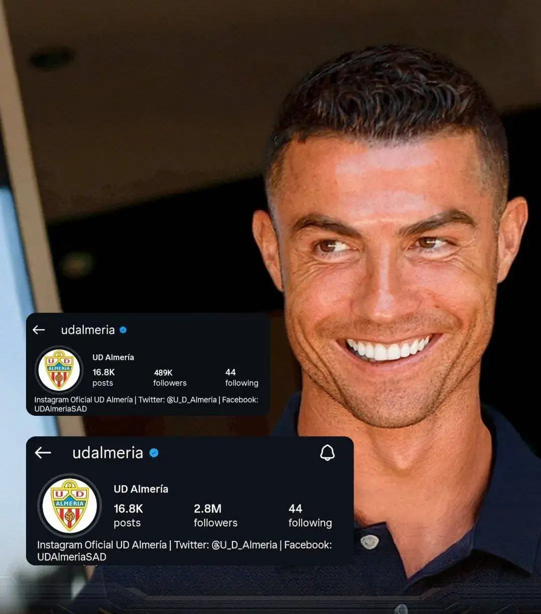 عکس -  اسم رونالدو آلمریا را میلیونی کرد