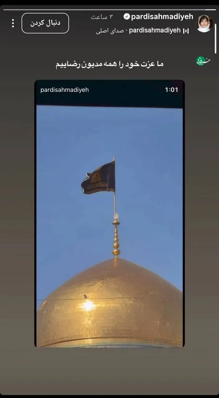 پست جدید پردیس احمدیه به مناسبت شهادت امام رضا(ع)+ عکس