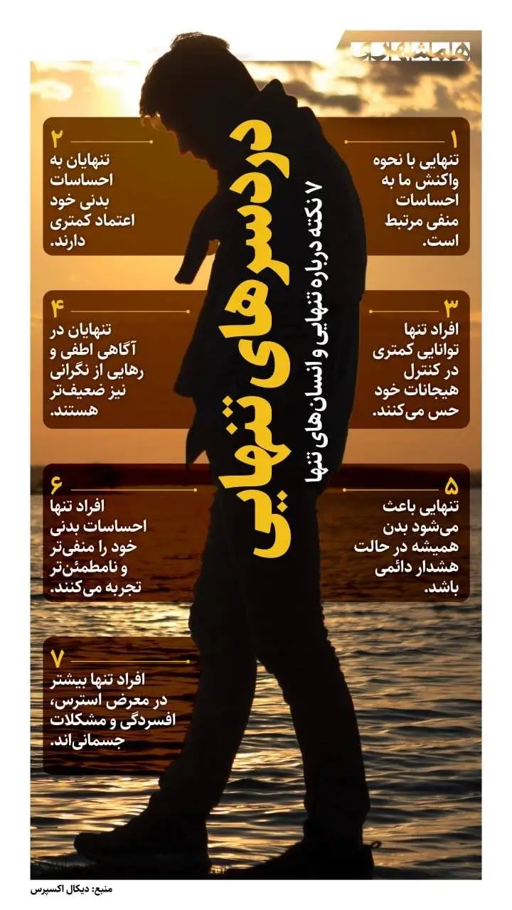 7 نکته درمورد تنهایی و انسان های تنها + اینفوگرافیک