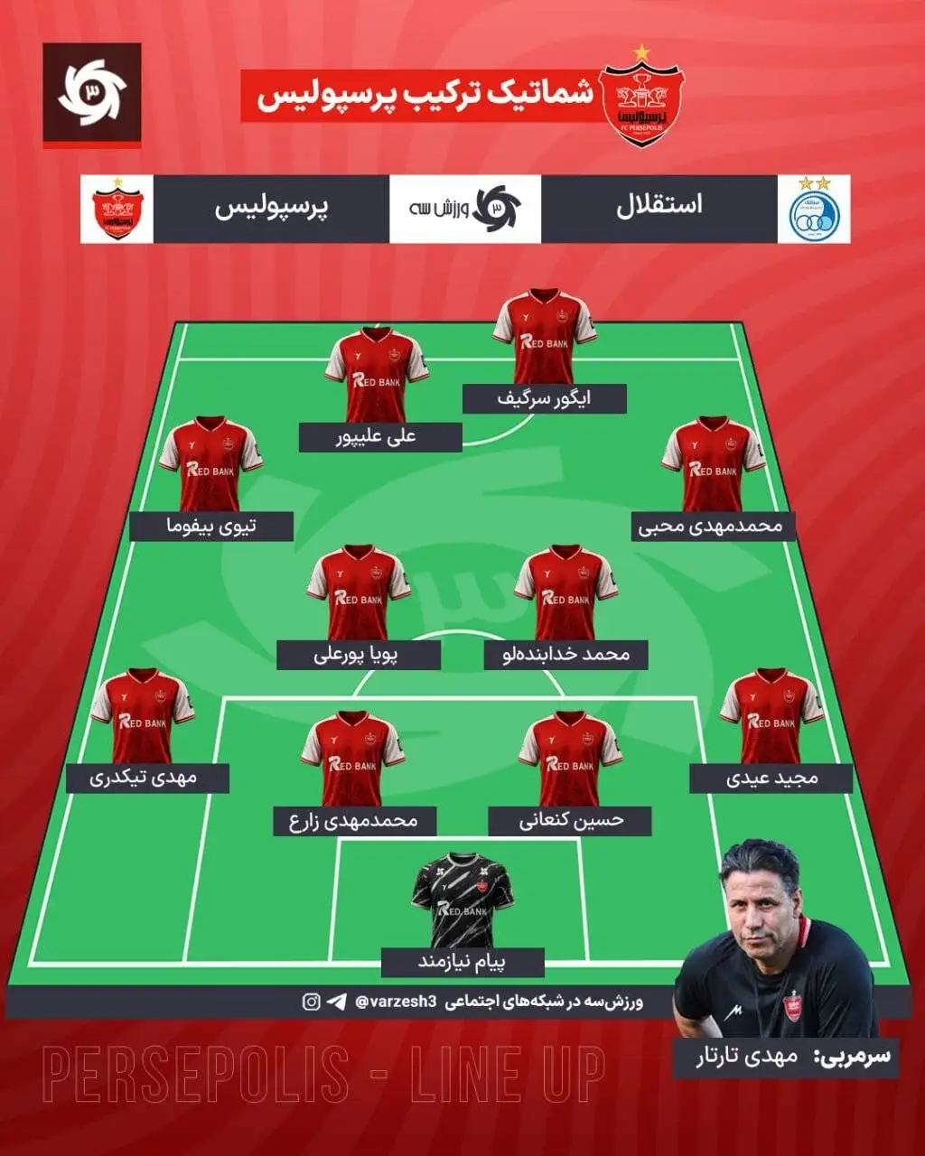 ترکیب پرسپولیس و استقلال مشخص شد