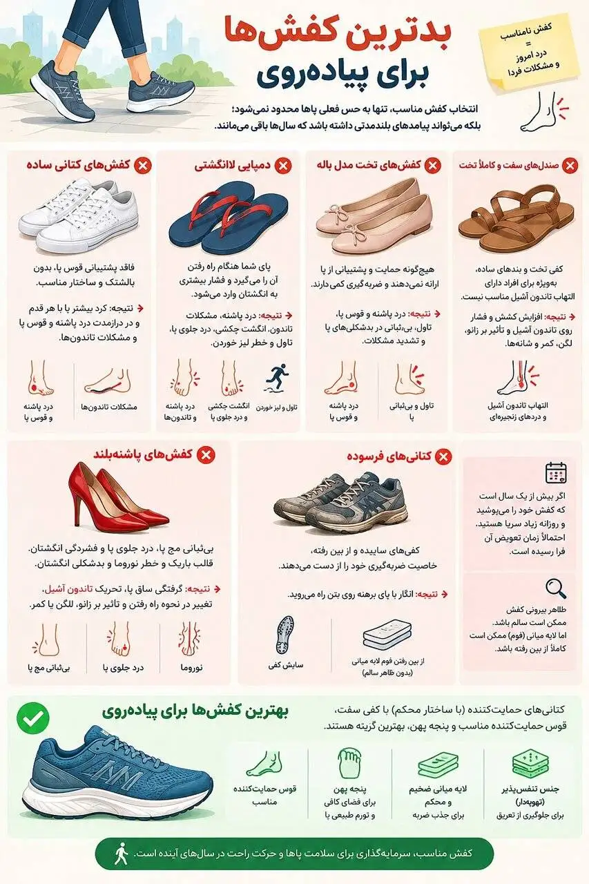 بدترین کفش ها برای پیاده روی
