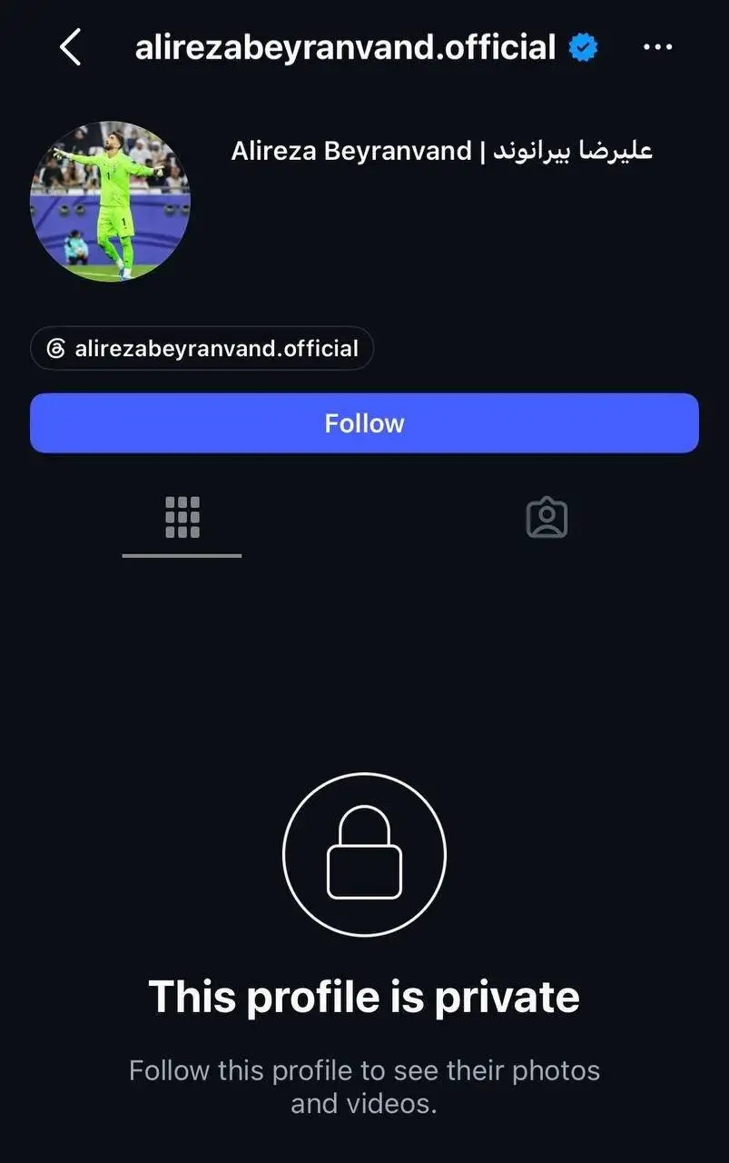 صفحه اینستاگرام بیرانوند بسته شد!  + عکس