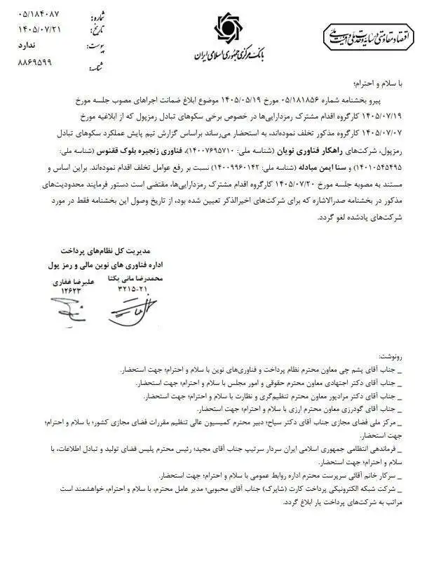 محدودیت بانکی 3 صرافی رمزارزی لغو شد + اسامی صرافی ها