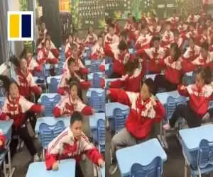 (فیلم) رقص پرشور دانش آموزان یک مدرسه ابتدایی