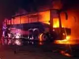   آتش سوزی ناگوار اتوبوس  -  مسافران قشم گرفتار آتش شدند