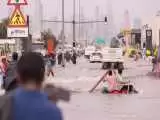 (فیلم) بارش کم سابقه باران و جاری شدن سیل در دبی