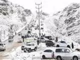 ویدیو  -  تصاویری از بارش برف سنگین در عربستان
