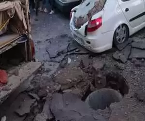 (فیلم) لحظه انفجار ناگوار چاه فاضلاب در تبریز
