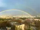 ویدیو  -  پدیدار شدن رنگین کمان زیبا در آسمان تهران پس از باران عصرگاهی