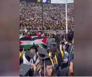 حمایت از فلسطین این بار در جشن فارغ التحصیلی دانشجویان میشیگان  -  ویدئو