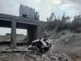 عکس ناگوار از مچاله شدن پراید در سقوط از پل  !