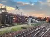 ویدیو  -  تصاویر ترسناک از خارج شدن قطارهای باری از ریل در پی وزش باد شدید