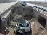 سقوط ناگوار ال نود از بالای پل در سمنان + وضعیت 5 سرنشین
