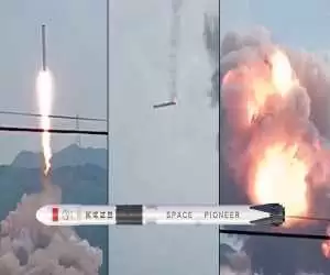 (فیلم) موشک چینی لحظاتی پس از پرتاب سقوط کرد