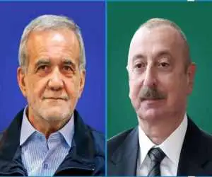 ویدئویی که الهام علی اف از دیدارش با مسعود پزشکیان منتشر کرد + ویدیو