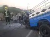 4 کشته در تصادف و انفجار ناگوار نیسان حامل کپسول گاز با پژو + تصاویر