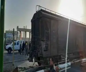 ویدیو  -  خروج قطار باربری از ریل در ایستگاه پیشوا