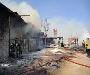 ویدیو  -  آتش سوزی یک گاراژ در مرتضی گرد