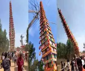 ویدیو  -  لحظه ناگوار سقوط ارابه معبد 30 متری روی جمعیت