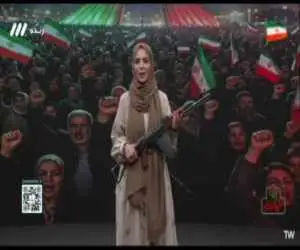 ویدیو  -  حضور مجری زن صداوسیما با اسلحه روی آنتن زنده