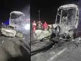 ویدیو  -  سانحه مرگبار در آزادراه کاشان ـ قم؛ 2 سرنشین پیکان در آتش فوت شدند