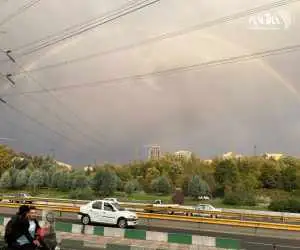 ویدیو  -  رخ نمایی رنگین کمان در جاده الموت استان قزوین