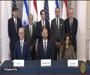 ویدیو  -  لحظه اعلام توافق بین دولت لبنان و اسرائیل با میانجیگری آمریکا