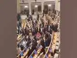 ویدیو  -  جنجال در پارلمان گرجستان؛ درگیری فیزیکی نمایندگان حاکم و مخالف