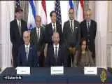 ویدیو  -  لحظه اعلام توافق بین دولت لبنان و اسرائیل با میانجیگری آمریکا