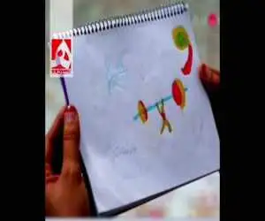 نقاشی کودکانه از یک وزنه بردار + ویدئو  -  تصویری که دانش آموز شهید میناب کشیده بود