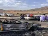 مرگ کودک و پدر و مادرش در تصادف شاخ به شاخ -  صحنه دردناک در جاده خاش -  هشدار عکس دلخراش