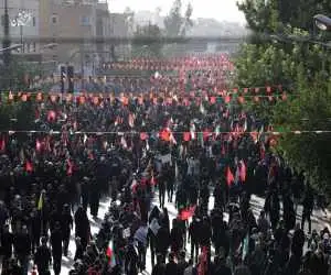 عزاداری خون خواهان با پرچم های سرخ + ویدئوها را   سیل جمعیت در خیابان های تهران