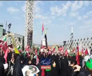 دار زدن نمادین ترامپ در میدان امام حسین(ع)  -  ویدئو