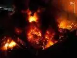 ویدیو  -  آتش سوزی مهیب یک انبار بزرگ کفش در چک