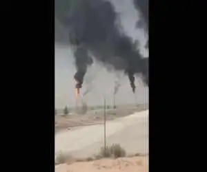 زوایای جدید از آتش سوزی مهیب در آرامکو بعد از حمله موشکی  -  ویدئو