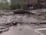 سیل ناگهانی رودخانه خودرو راه انداخت!  -  ببینید