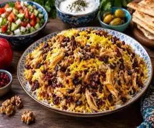 رب پلوی شیرازی؛ پلویی ملس با مرغ، گردو و رب انار